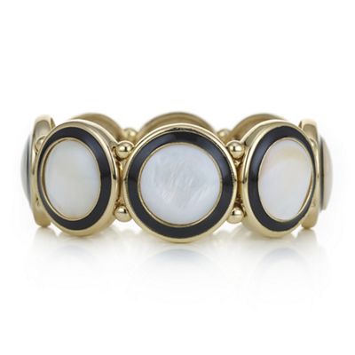 Black pearl disc stretch bracelet